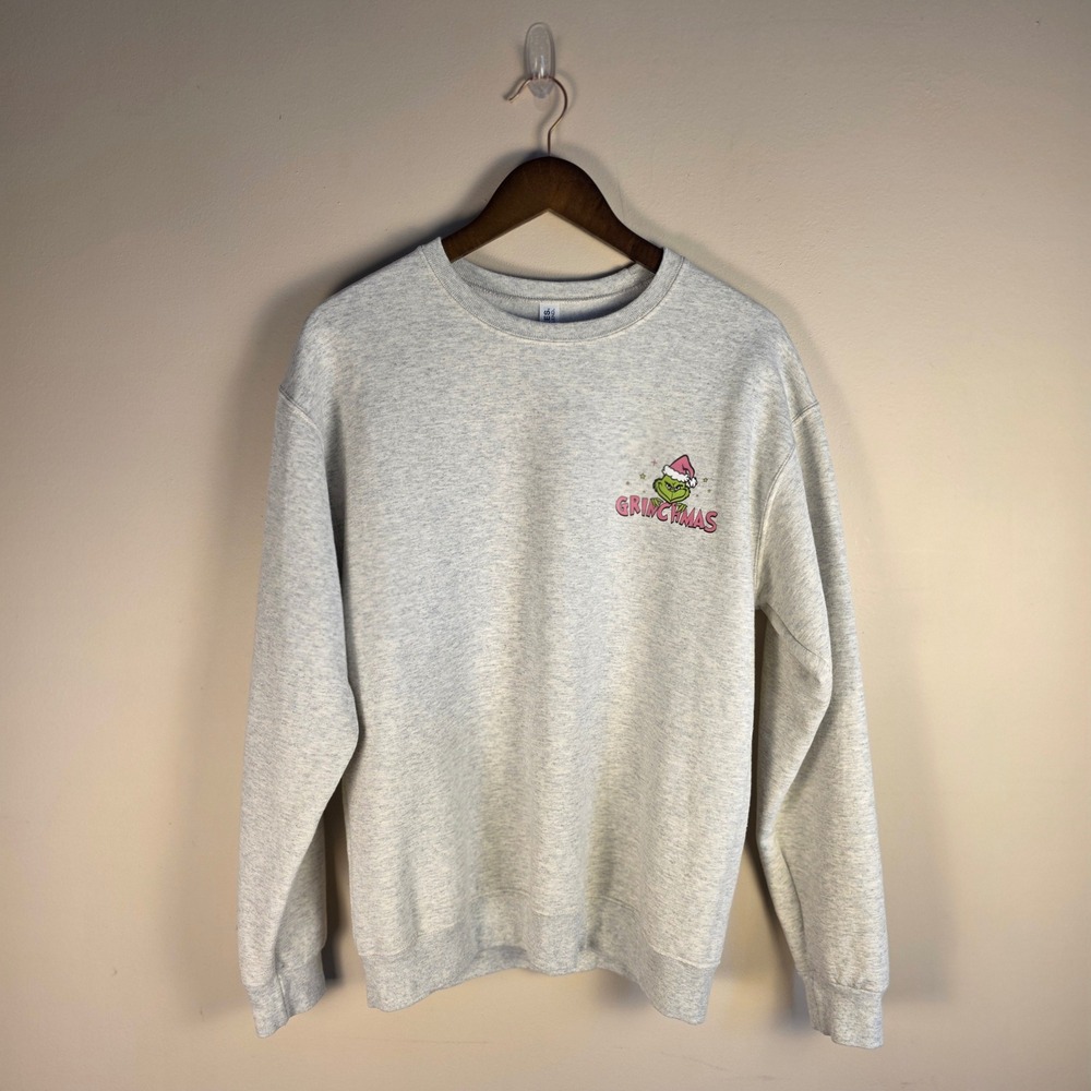 Grinchmas Sweatshirt Women Large Grey Grinchy On The Inside Bougie Outside - Picture 2 of 8